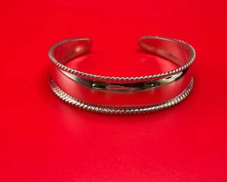 Mexico Sterling Silver Ridged Edge Cuff