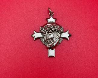 Vintage Sterling Silver Head Of Christ Pendant