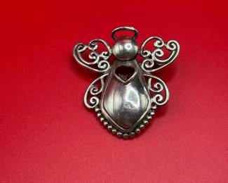 Vintage Sterling Silver Angel Brooch
