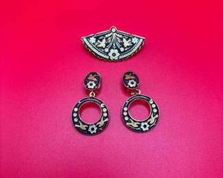 Vintage Toledo Damascene Jewelry Set