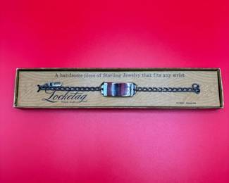 Vintage Sterling Silver Locket Bracelet Adjustable