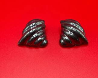 Heavy Mexico Sterling Silver Clip On Earrings