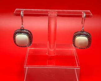 Sterling Silver And Stone Filigree Earrings