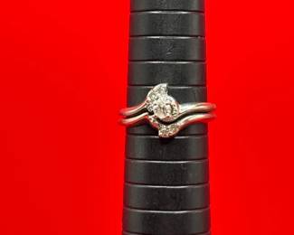 14K White Gold 5 Diamond Engagement Ring