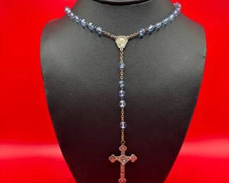 Sterling Silver Cross Pendant On Beaded Necklace