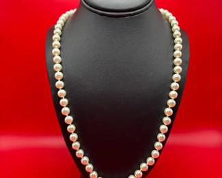 24 Fine Sterling Silver And Pearl Necklace