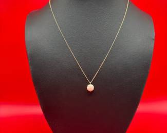 16 14K Necklace With Pink Floral Pendant