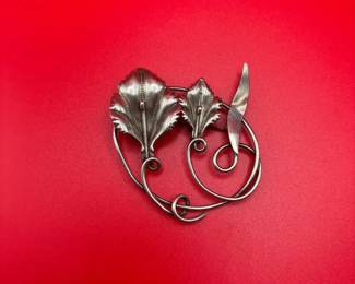 Vintage Sterling Silver Floral Brooch
