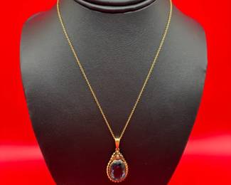 Beautiful 10K Pendant On 16 10K Necklace