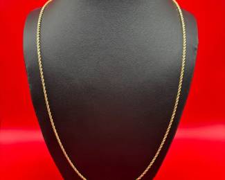 24 14K 2mm Yellow Gold Rope Chain