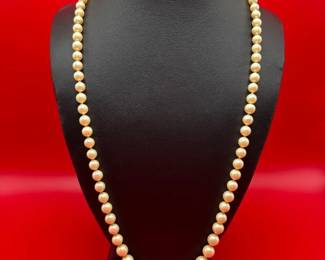 24 Genuine Pearl Necklace With 14K Yellow Gold Clasp