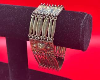 Vintage Sterling Silver Wide MultiRow Panel Link Bracelet