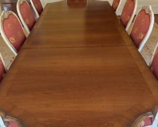 Rhone Valley Traditional French Carved Dining Table with Two Leaves (22” ea) Total L134” 