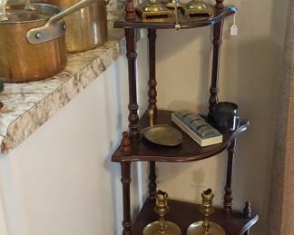 corner shelf, candle sticks