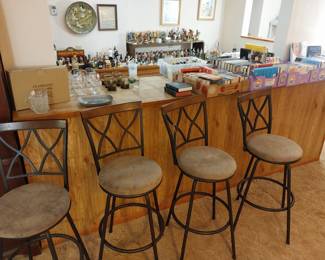 bar stools, barware, books