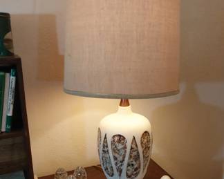 mid century lamp, decor eggs, marble, crystal, Norman Rockwell