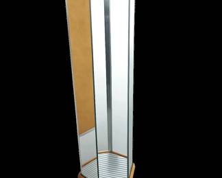 Vintage Postmodern Hexagonal Mirrored Pedestal