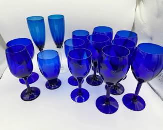 Libbey Cobalt Blue Goblets  Wine Glasses