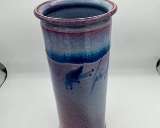 Bruning Glazed Clay Pottery Vase