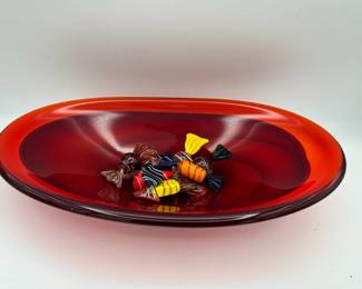 Murano Glass Modernist Bowl With Glass Candies