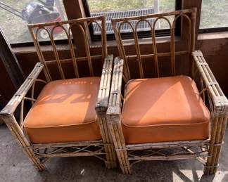 Pair of vintage rattan chairs.