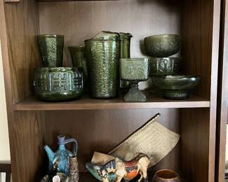 Folk art, glassware, vintage kitchen items