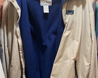 L.L. Bean XXL 3 Season Jacket, Tan  Nylon Shell w/Navy Fleece Lining
