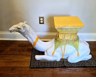 Italian Majolica Glazed Camel Plant Stand/Garden Seat