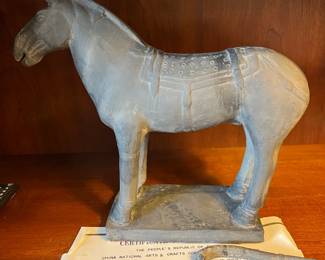 Chinese Pottery Horse, funerary art known as Mingqi.  Symbolsof  Wealth, Status & Power.