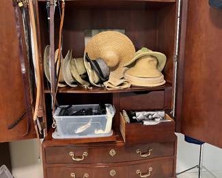 Armoire w/Women's Garden Hats, Belts & Accessories