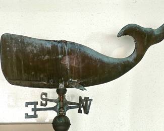 Vintage Large  Broadhead  Whale Weathervane 