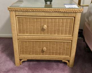 Henry Link Vintage Wicker Nightstand