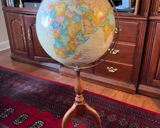 Vintage Replogie World Nation Globe on Wood Stand