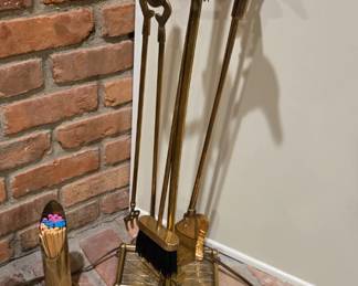 Fireplace Brass Tool Set w/Duck Head Handles Circa 1979