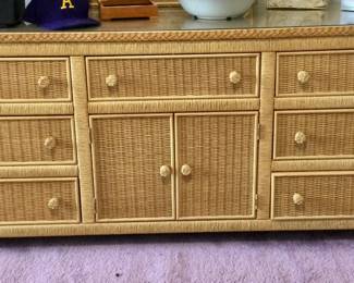 Henry Link Vintage Wicker Dresser w/Wal Mirror