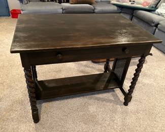 Antique solid oak desk w barley twist legs