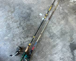 Heddon Starcast rod w 120 reel, Daiwa rod w Shakespeare ball bearing reel