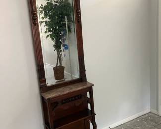 Hall stand with marble-top table