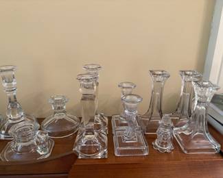 vintage glass candlesticks