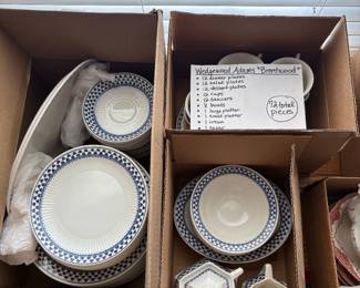 72 piece china set, Wedgwood Adams Brentwood, blue and white