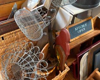 vintage metal candle sconces with reflectors and wire egg baskets
