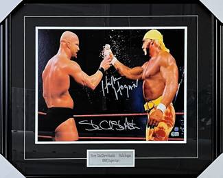 Steve Austin/Hulk Hogan (deceased) Framed Autographed 16X20 Photo
