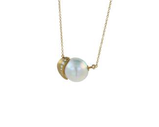 18K Gold South Sea Pearl Diamond Necklace