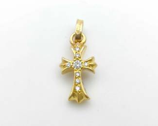 Chrome Hearts Diamond Baby Fat Cross 22K Gold Charm Pendant