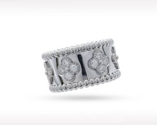 Van Cleef & Arpels Perlee Diamond Clover 18K White Gold Ring