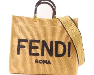 Fendi Woven Straw Sunshine Tote Bag