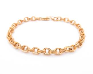 Chrome Hearts Gold Paper Scrolled Cable Link Chain Bracelet