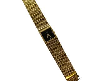 Vintage Piaget Black Diamond Dial Gold Watch
