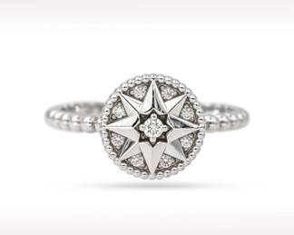 Dior Rose des Vents Diamond Pave 18K White Gold Ring