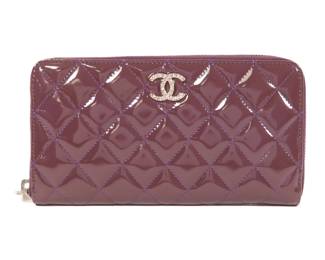 Chanel Purple Patent Leather Long Wallet